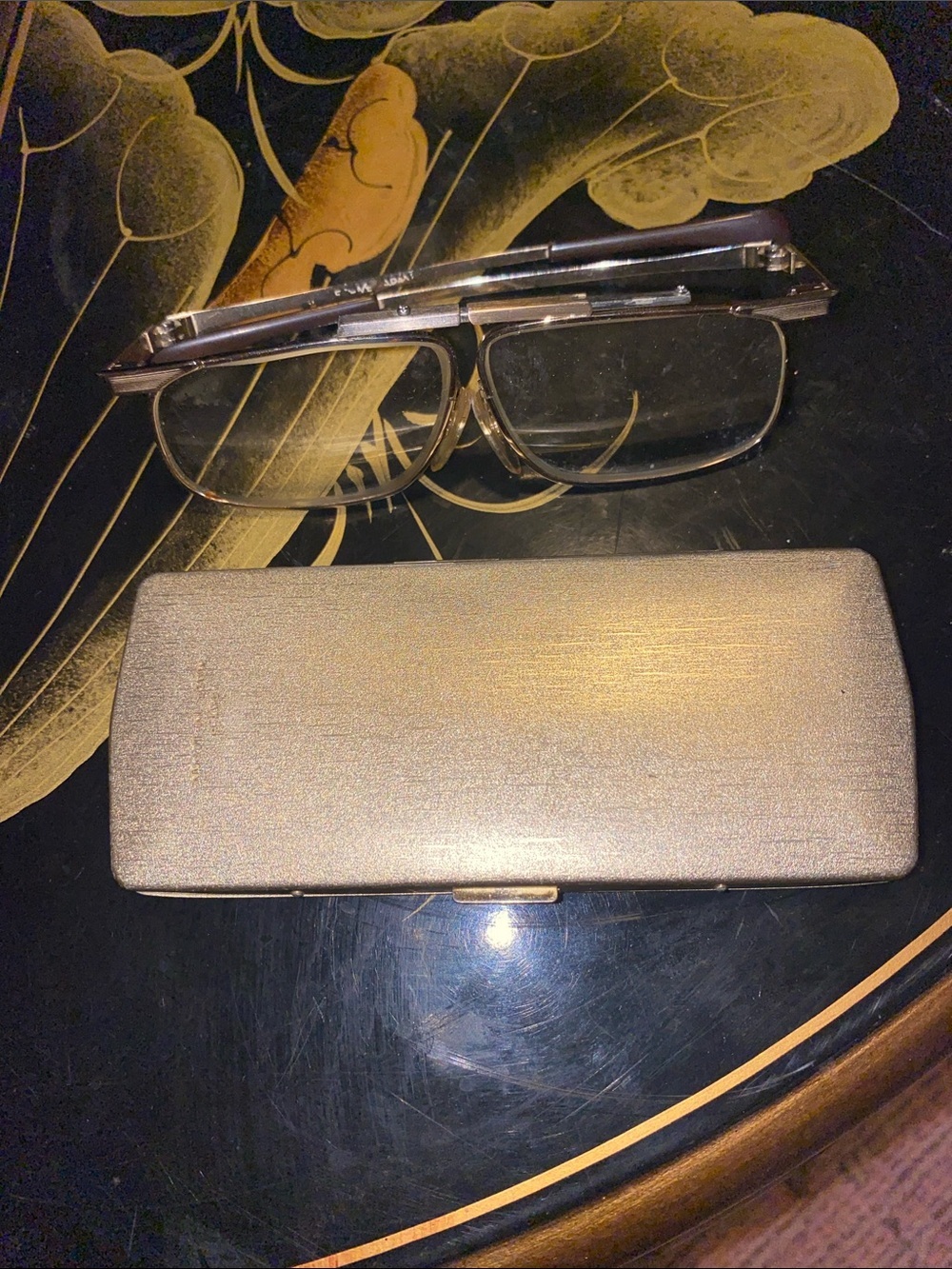 Vintage Men's Silver Reading Glasses with Matching Silver Case